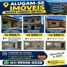 Aluguel de casa e quitinete em   aguas lindas e Ceilândia